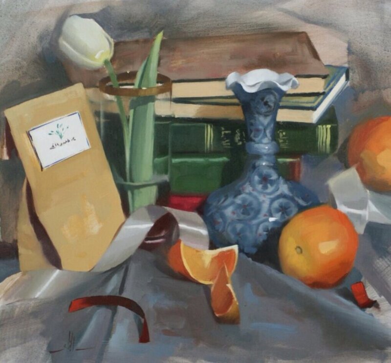 Still Life with Books and Fruit — Blue