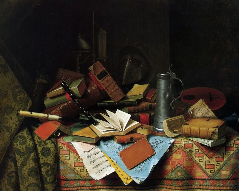 Still life with books and music