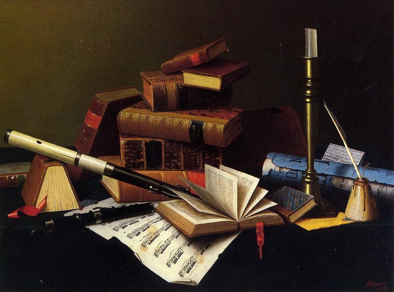 Still life with books and music