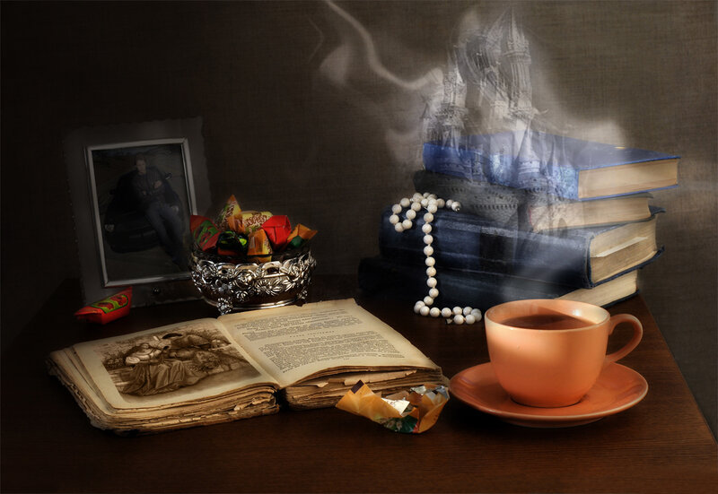 Still Life with Books and Tea