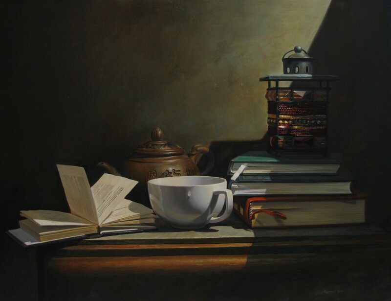 Still Life with Books and Teapot
