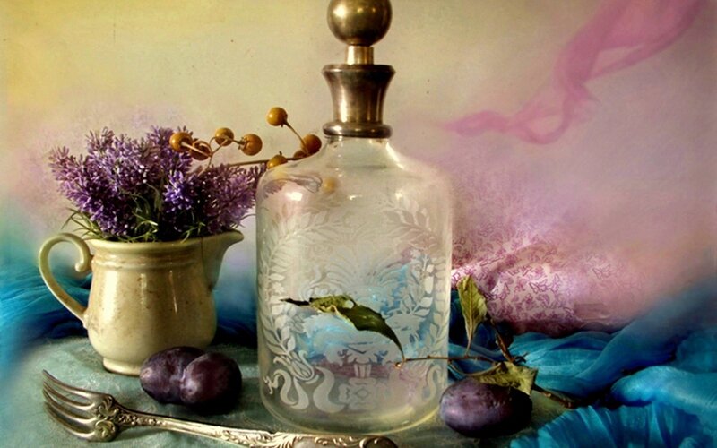 Still Life with Bottle and Flowers