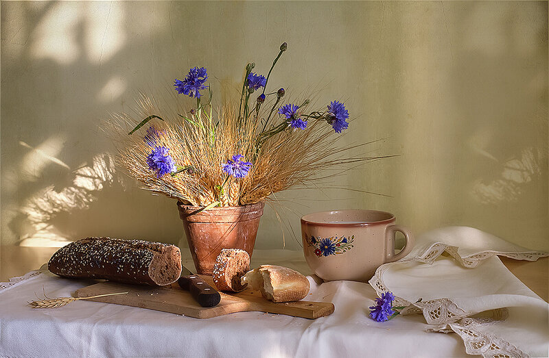 Still Life with Bread and Flowers