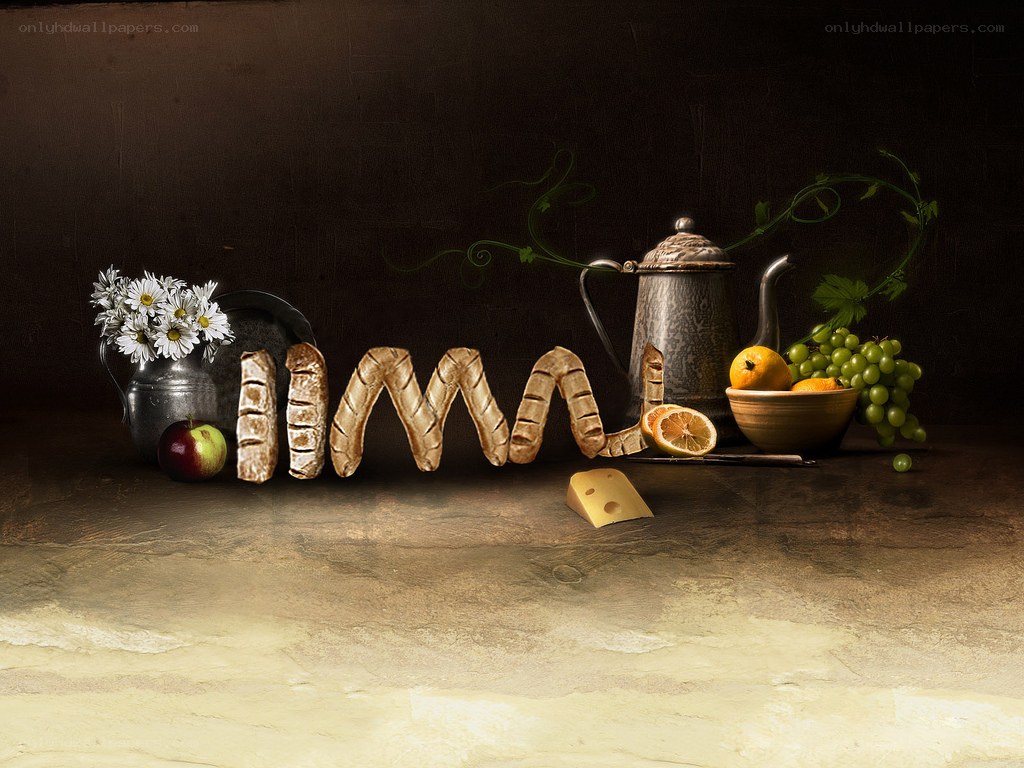 Still life with bread and fruit
