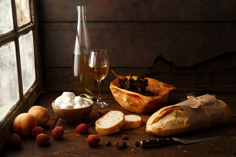 Still Life with Bread and Wine — Brown