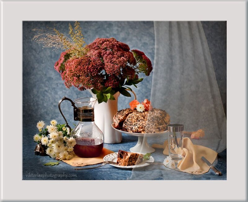 Still Life with Cake and Flowers