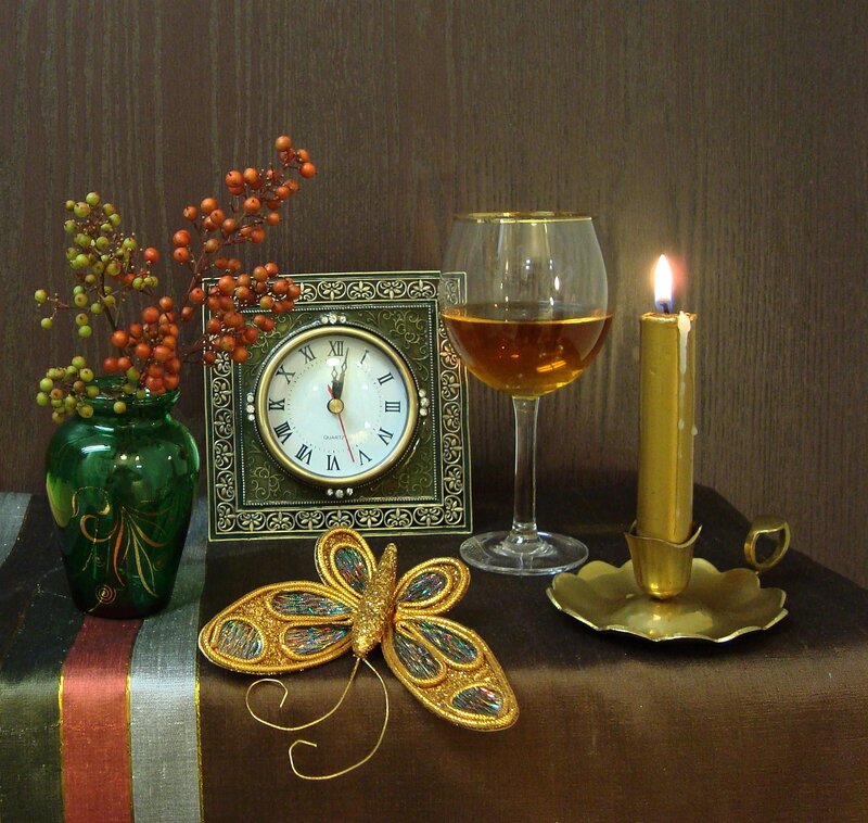 Still Life with Candle and Clock