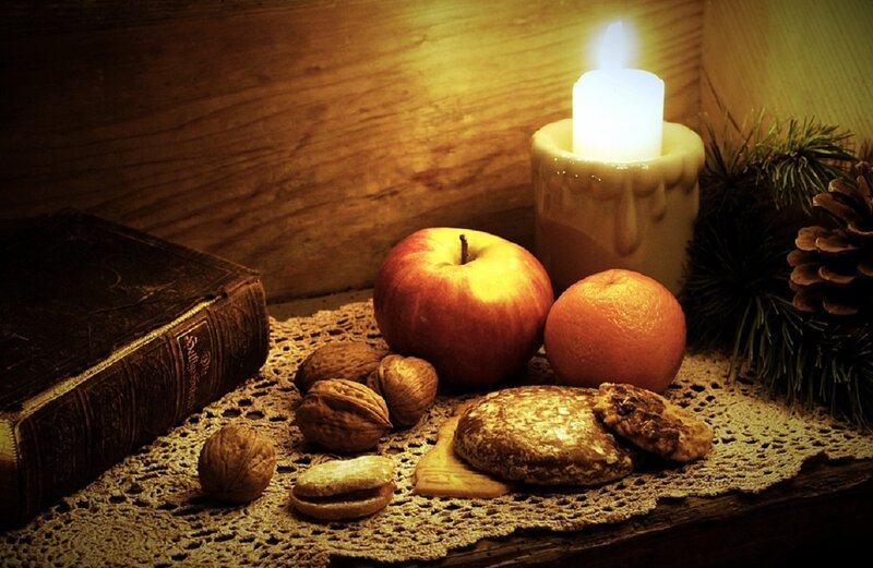 Still Life with Candle and Fruit