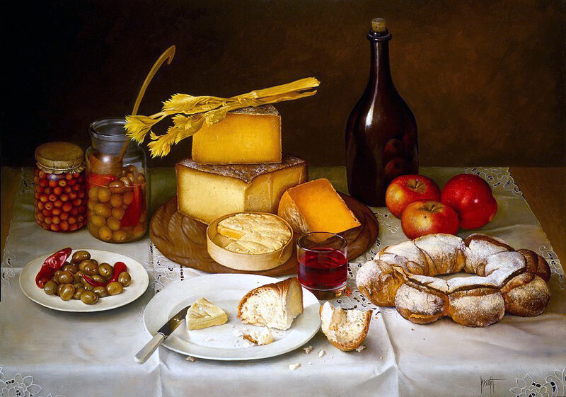 Still Life with Cheese and Bread — Brown