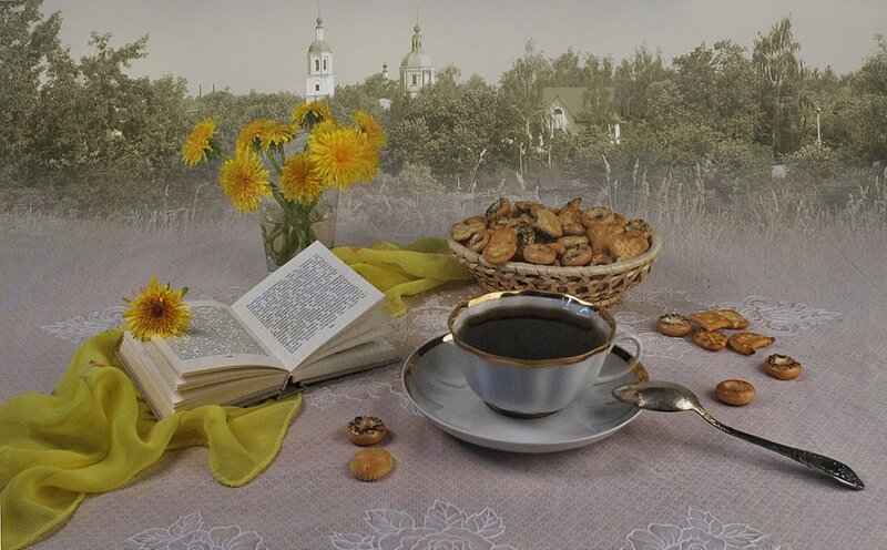 Still Life with Coffee and Book