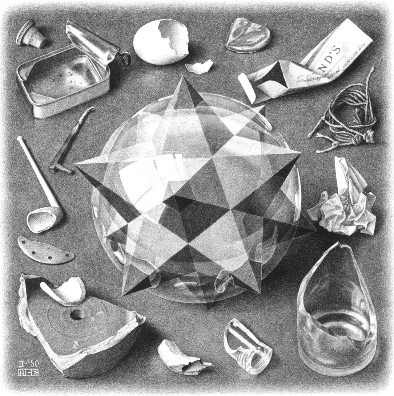 Still life with crystal and debris
