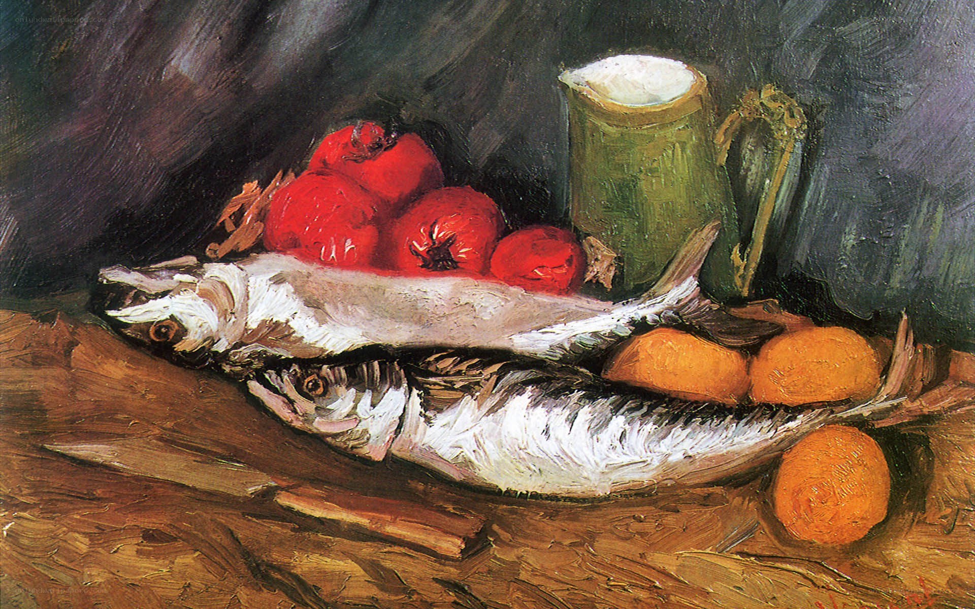 Still life with fish and fruit