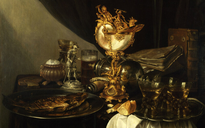 Still life with fish and silver