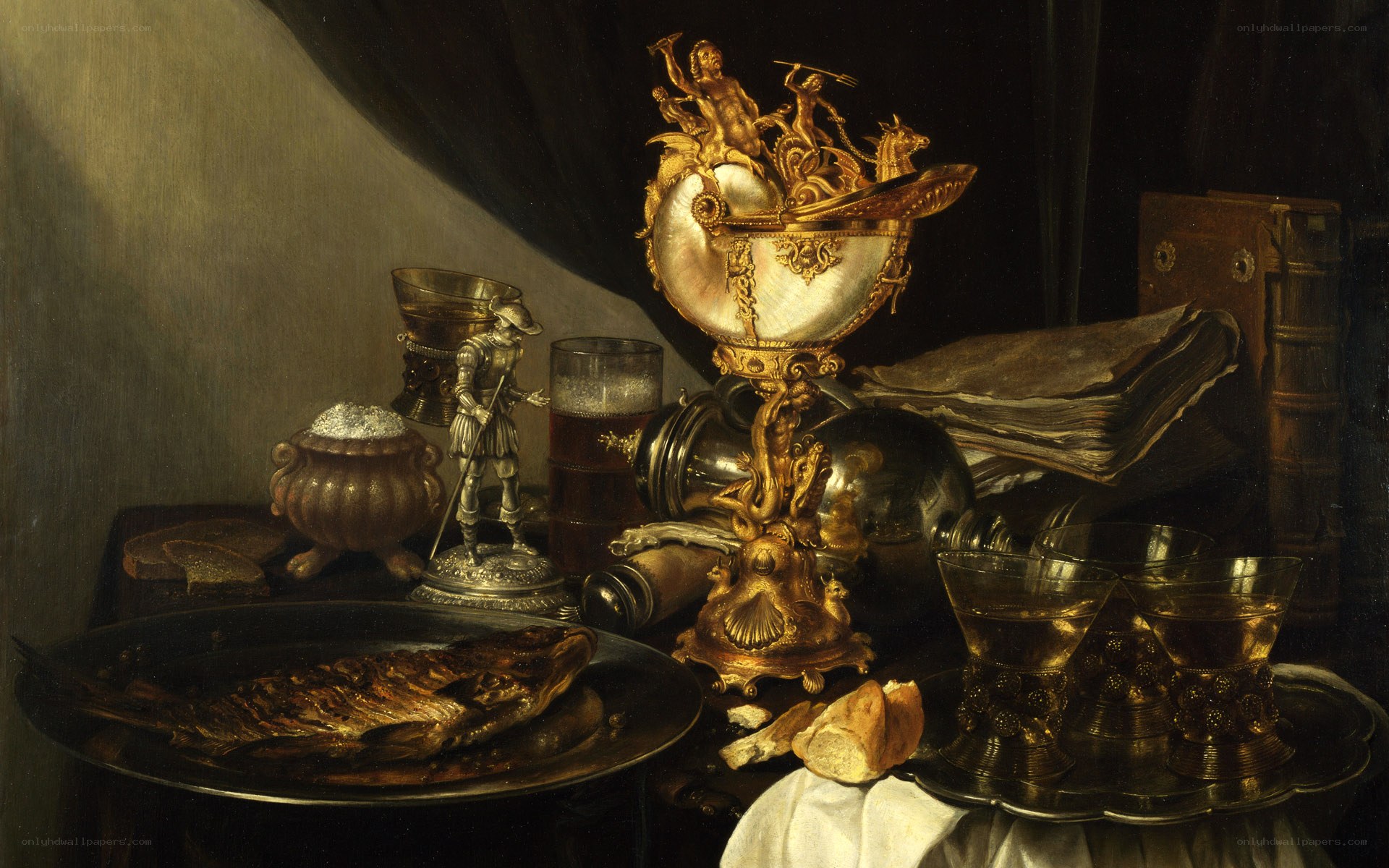 Still life with fish and silver