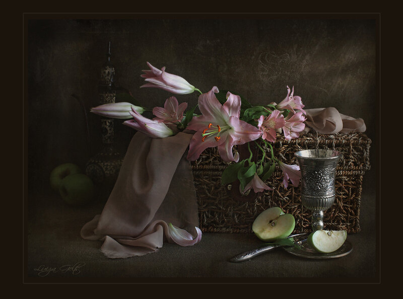 Still Life with Flowers and Apples — Brown