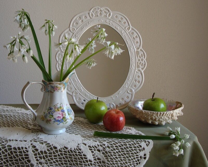 Still Life with Flowers and Apples — White