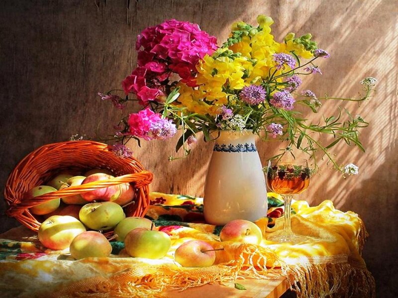Still Life with Flowers and Apples — Yellow