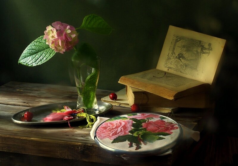 Still Life with Flowers and Book — Green