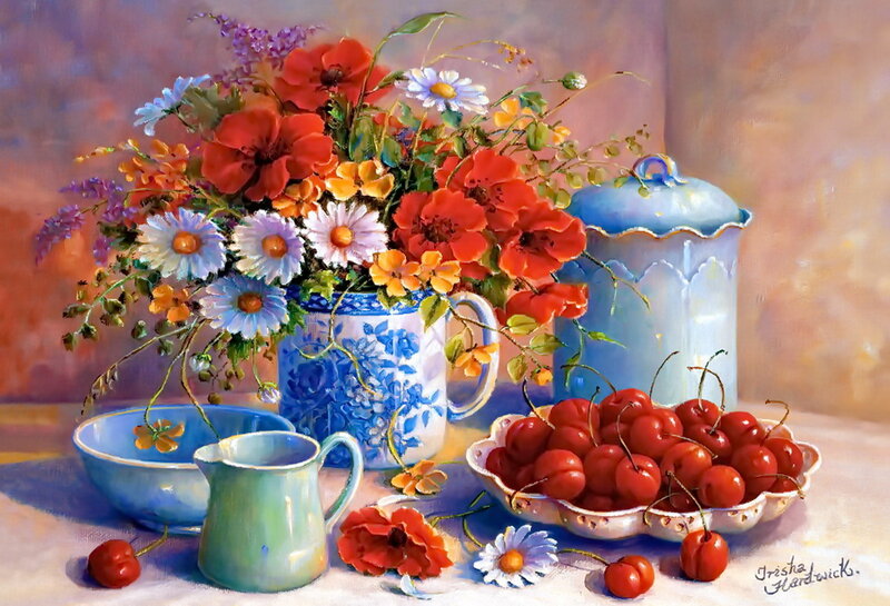 Still Life with Flowers and Cherries