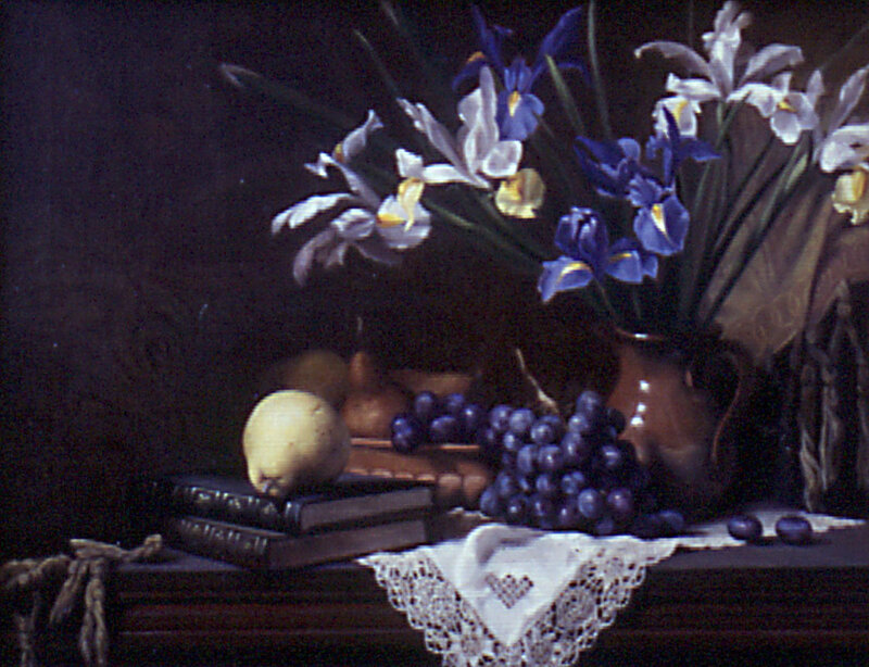 Still Life with Flowers and Fruit — Blue