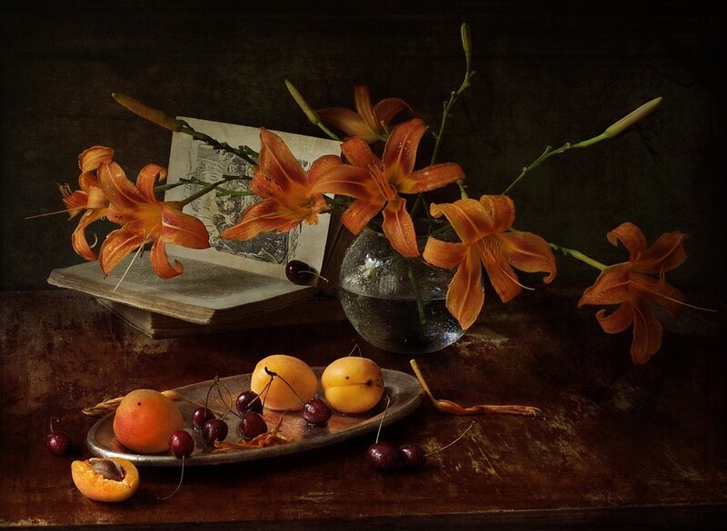 Still Life with Flowers and Fruit — Orange