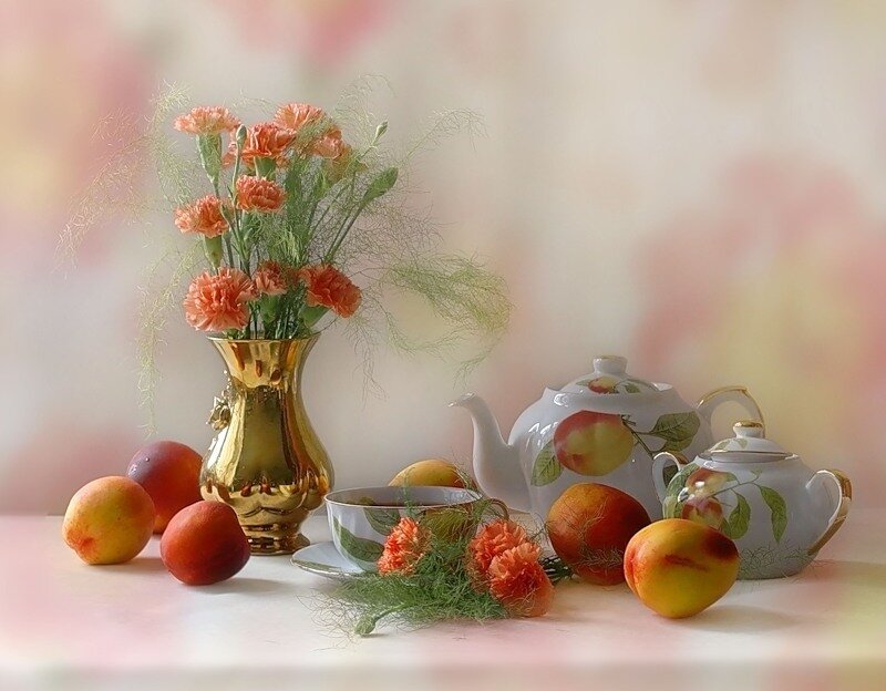 Still Life with Flowers and Fruit — Pink