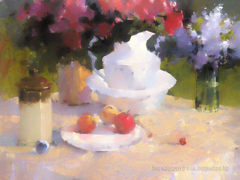 Still Life with Flowers and Fruit — White