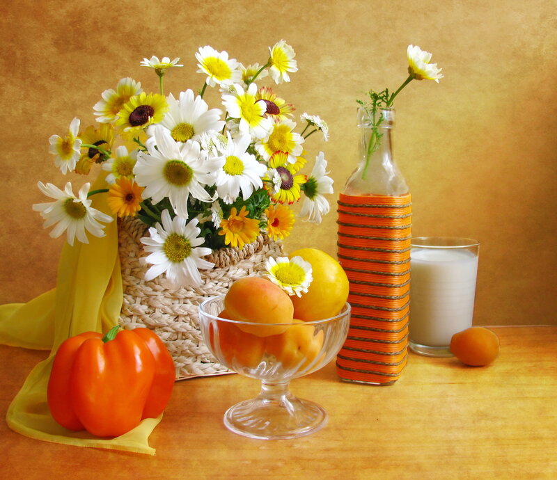 Still Life with Flowers and Fruit — Yellow