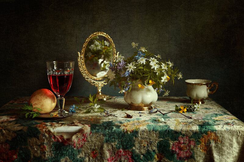 Still Life with Flowers and Glass — Green