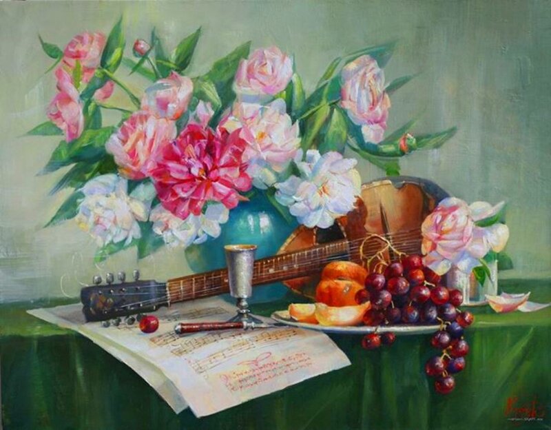 Still Life with Flowers and Guitar