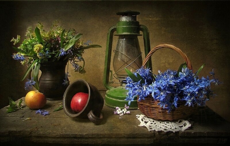 Still Life with Flowers and Lantern — Blue