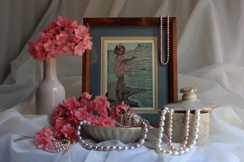 Still Life with Flowers and Pearls — Pink