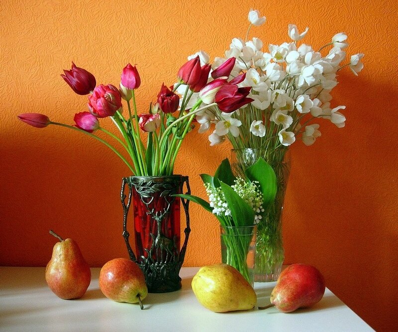 Still Life with Flowers and Pears — Orange