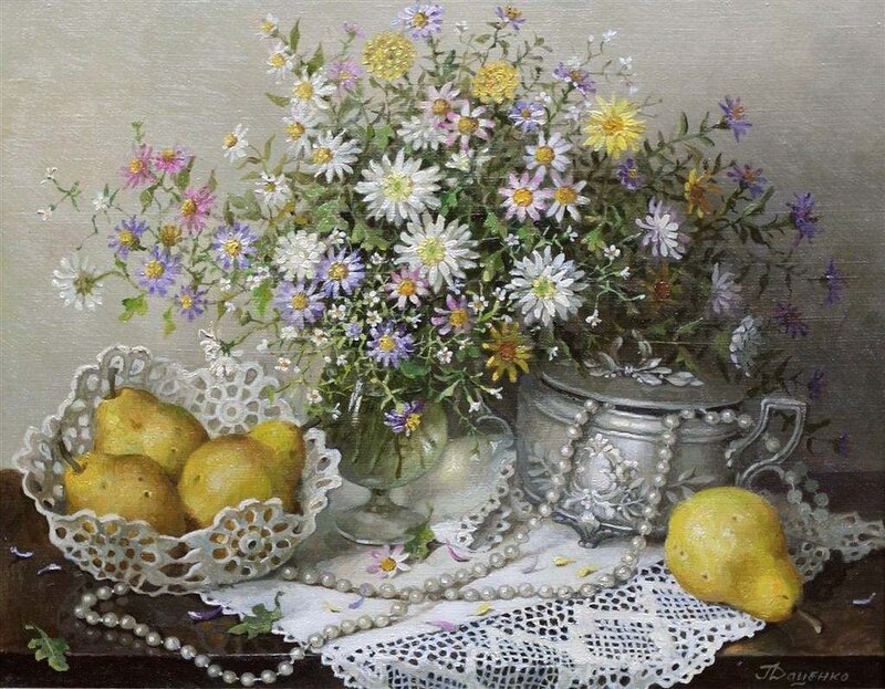 Still Life with Flowers and Pears — White