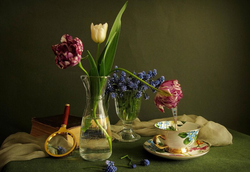 Still Life with Flowers and Tea Cup