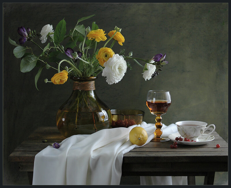 Still Life with Flowers and Tea — Green