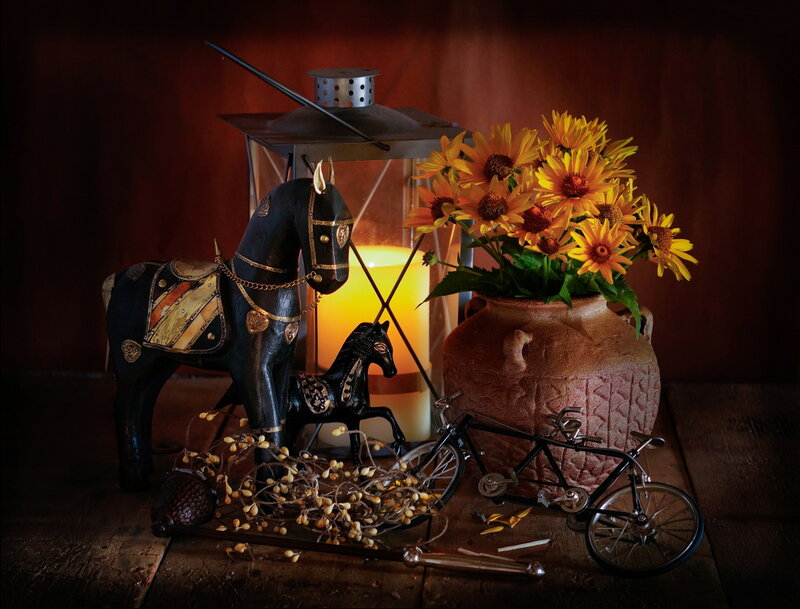 Still Life with Flowers and Toys