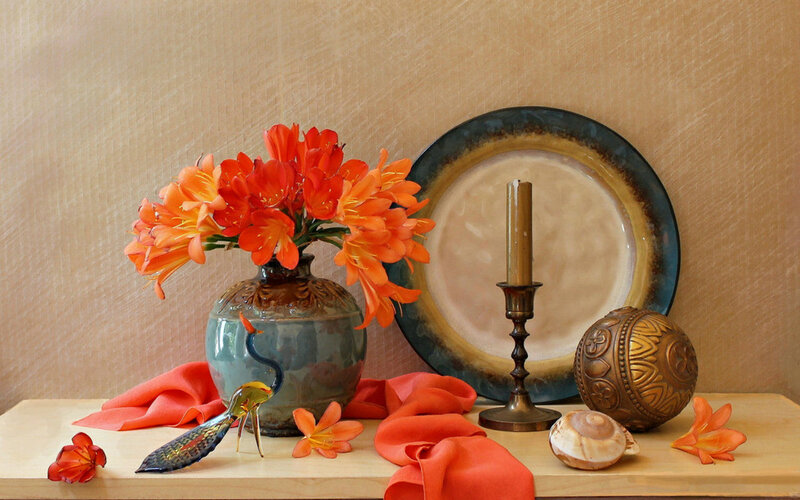 Still Life with Flowers and Vase — Orange