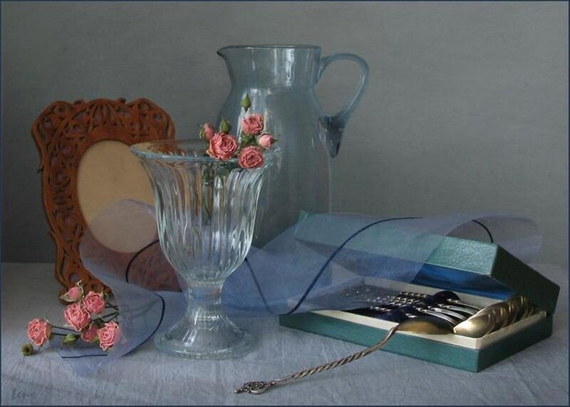 Still Life with Flowers — Blue, Serene