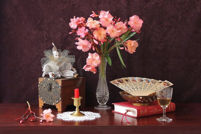 Still Life with Flowers — Brown, Dramatic