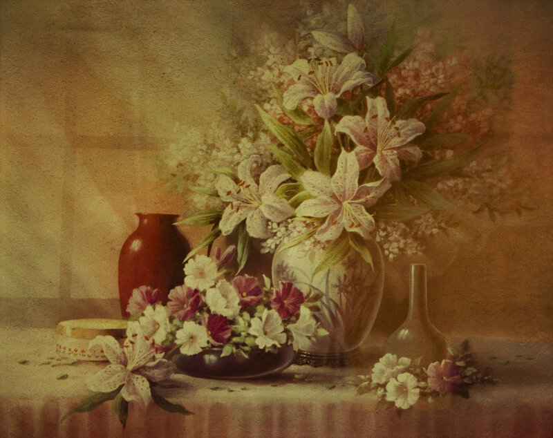 Still Life with Flowers — Brown, Serene
