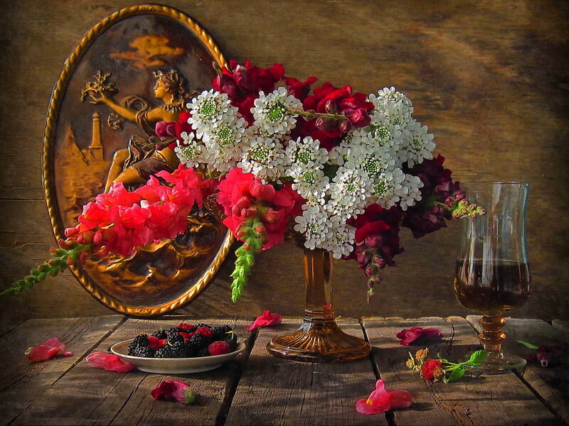 Still Life with Flowers — Brown