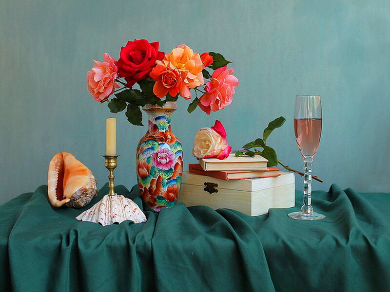Still Life with Flowers — Green, Calm