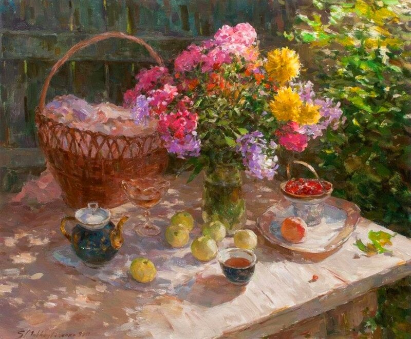 Still Life with Flowers — Green, Serene, Afternoon