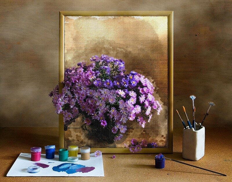 Still life with flowers painting