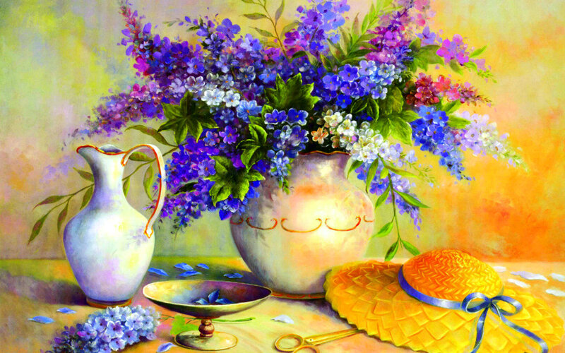Still Life with Flowers — Purple, Serene