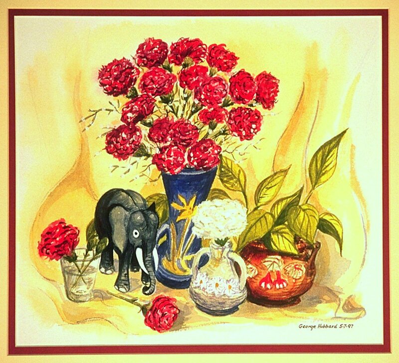 Still Life with Flowers — Red, Calm, Painting