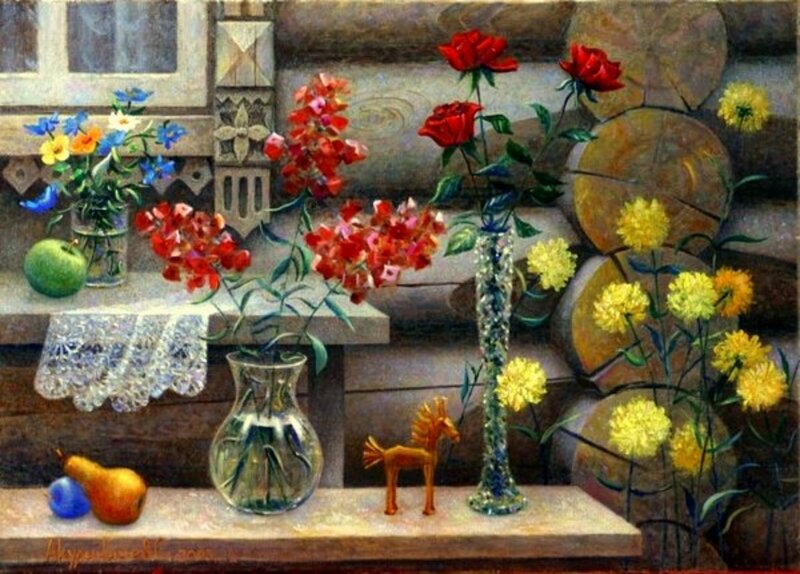 Still Life with Flowers — Red, Calm