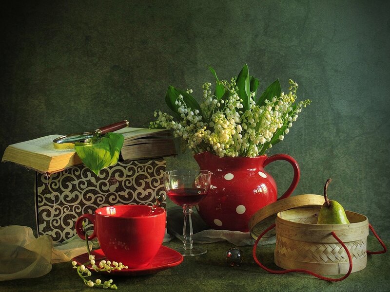 Still Life with Flowers — Red, Serene
