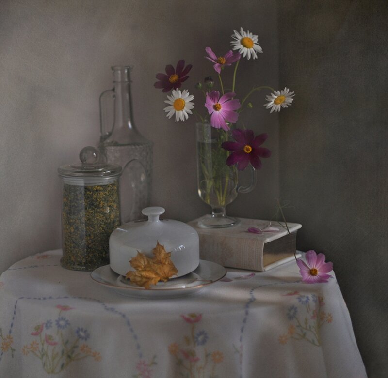 Still Life with Flowers — White, Serene, Photograph, Vase